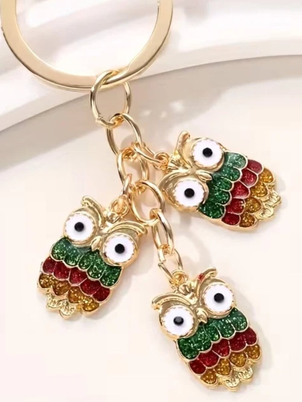 New Adorable Owl Keychain~ Glitter Key Ring/ Purse Charm